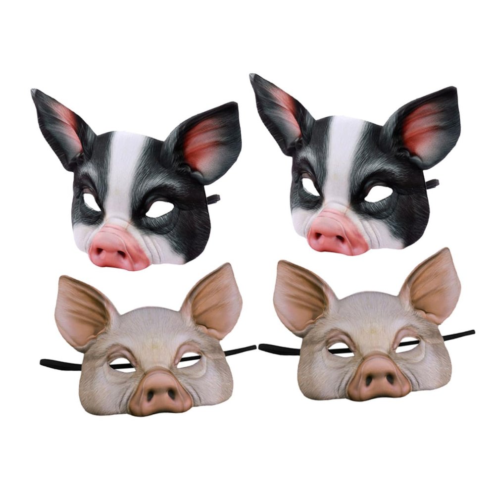 Abaodam 4pcs Half Face Cosplay Dress Up Mask for Halloween Carnival Christmas Party Outdoor Festival Breathable Lightweight Animal Masquerade Props