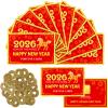 Capoda 25 Counts Chinese New Year Fortune Cards 2026 Year of The Horse Scratch Off Cards with 30 Feng Shui Coins Chinese Decoration Lunar New Years for Presents Eve Party view 1