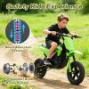 24V Kids Electric Dirt Bike,Motorcycle for Kids Up to 12mph, Electric Mini Bike with Shock Absorption, Off-Road Inflatable Tires and Music Player (Green) view 2