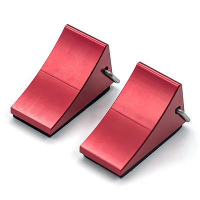 2 Piece Metal Wheel Chocks Anti Slip Blocks Compatible with Tires Compatible with 1 10 Scale RC Crawler Cars(Red)