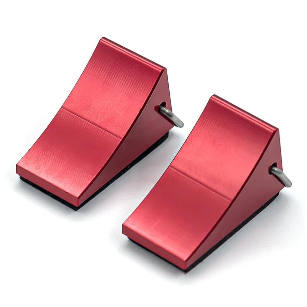 2 Piece Metal Wheel Chocks Anti Slip Blocks Compatible with Tires Compatible with 1 10 Scale RC Crawler Cars(Red)