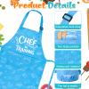 XLSXEXCL Kids Apron and Chef Hat Set, CHEF in training Apron Adjustable Child Aprons Chef in Training Funny Aprons with 2 Pockets for Boys and Girls (Blue) view 3