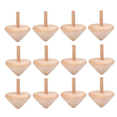 KOMBIUDA 15pcs Wooden Spinning Tops DIY Craft for Unfinished Beige Wood Tops for Painting and Coloring Motor Skill Development Portable and Interactive Family Activity for Parties and