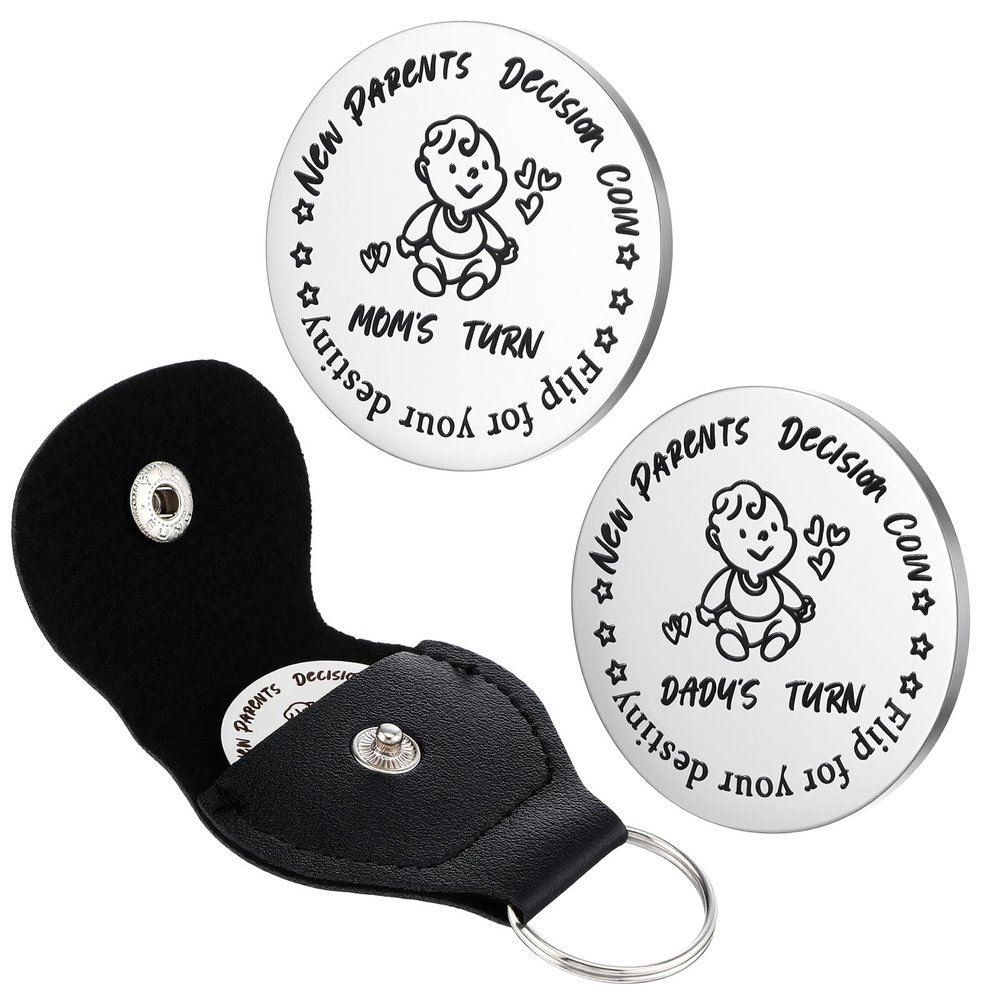 1PC Funny New Parent Decision Flip Coin, Parenting Who Takes Care of Baby Decision Tool, Lighthearted Interaction Coin for New Mom Dad, Baby Shower Fathers Day Mothers Day