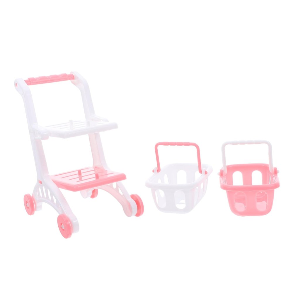 Beaupretty 8pcs Mini Shopping Cart Pretend Play Grocery Trolley for Dual Storage Safe Design Enhances Cognitive Skills and Active Roleplaying Fun