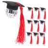 DOITOOL 10pcs Graduation Cap Cupcake Toppers Tassel Disco Ball Decorations for Kindergarten to Masters Party Wear-resistant Material Easy to Use Cupcake Picks view 1