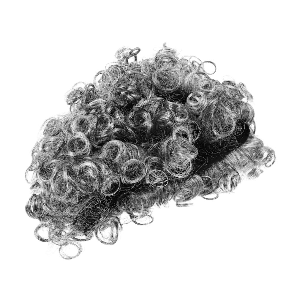 BCOATH Realistic Old Man Costume Wig Gray Curly Grandpa Accessories for Men Headdress Halloween Cosplay Day School Dress-up Carnival Party