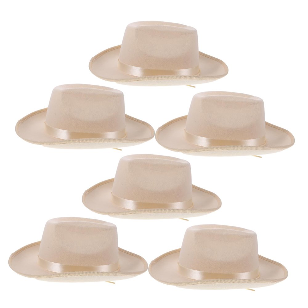BESPORTBLE 6pcs Cowboy Hats with Adjustable Strap Lightweight Acrylic Fedora Caps for Boys and Wide Brim Sun Protection for Summer Outdoor Play and Costume Parties