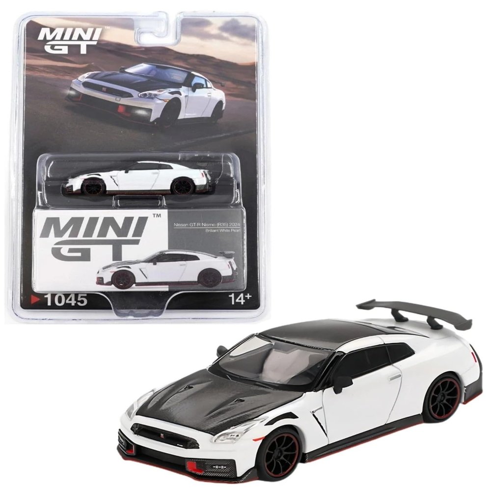 1:64 Diecast Model Car Compatible with Nissan GT-R Nismo (R35) 2024 Brilliant White Pearl Limited Edition by Mini GT MGT01045