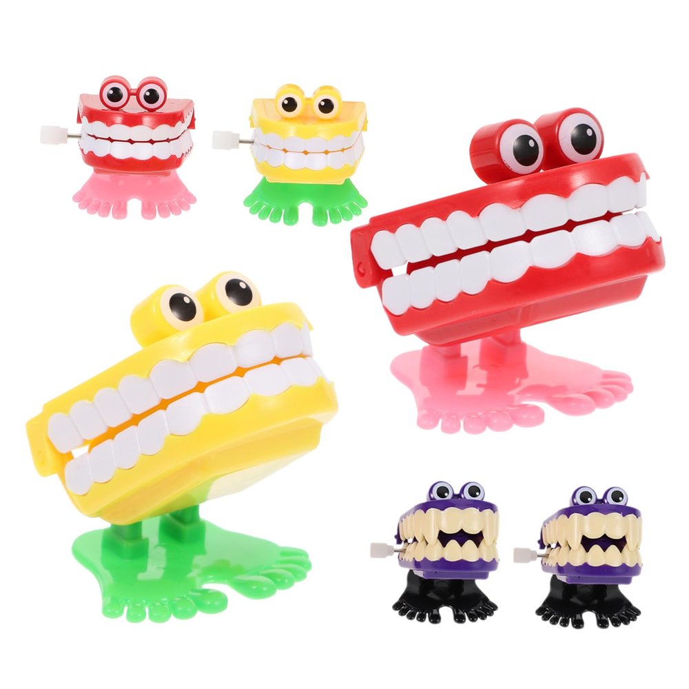 DECHOUS 6pcs Wind-up Chattering Teeth with Eyes Funny Clockwork Party for Halloween Birthday Celebrations Compact Lightweight Novelty Windup Playthings for Adults Holiday Fun