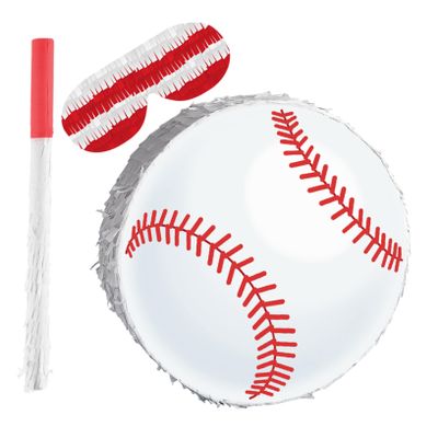BESPORTBLE Baseball Pinata with Stick Blindfold and Confetti for Sports Birthday Party Decorations Cardboard Crepe Paper Design Easy to Fill and Hang Interactive Fun for Boys Shower