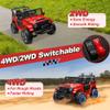 24V XL Ride on Car with Remote Control, JOYRACER 2 Seater 4WD/2WD Switchable Electric Car for Kids w/20 Inch Wide Seat, Gift Flower, 4X200W Power Car Wheels 24 Volt Big Truck for Boys Girls, Red view 2