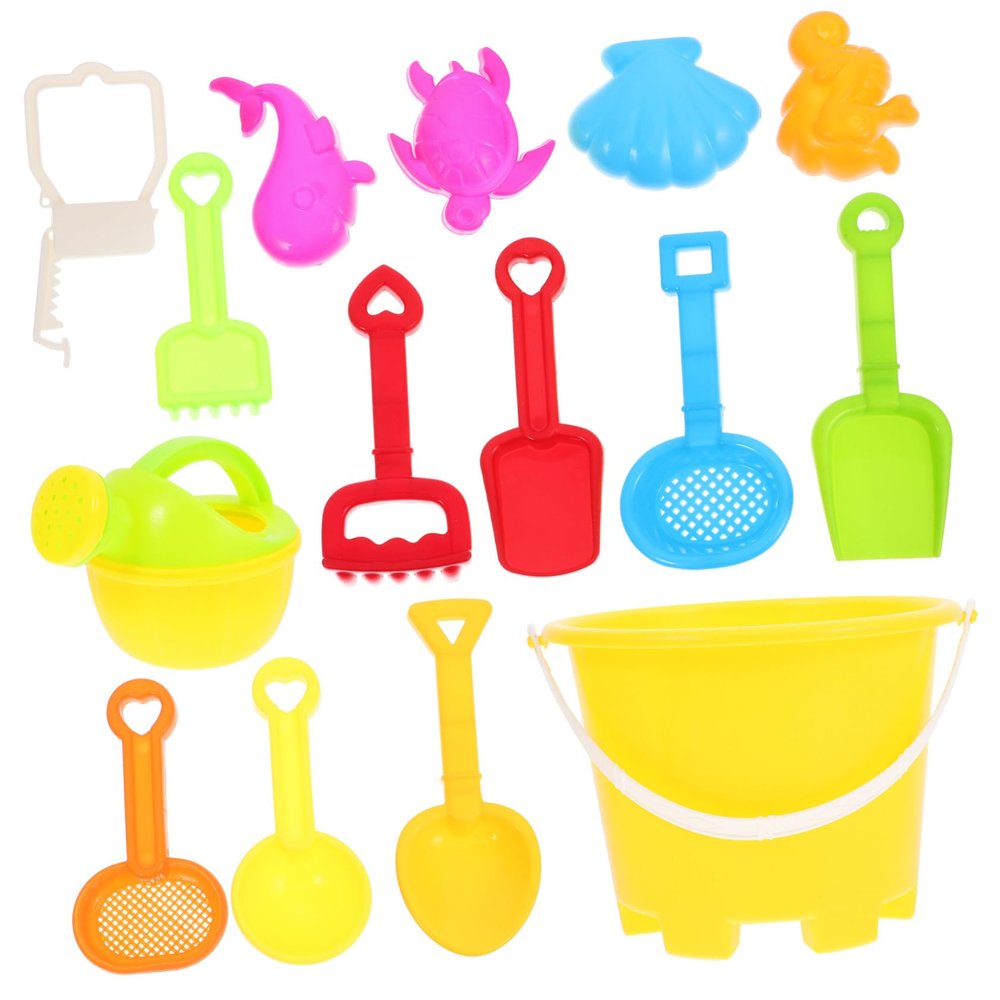 BESPORTBLE 13Pcs Beach Sand Set Multicolor Creative Castle Mold Kits with Cartoon Shapes and Bucket for Backyard Sandbox Pools Plastic Play Sand Kit Random Color