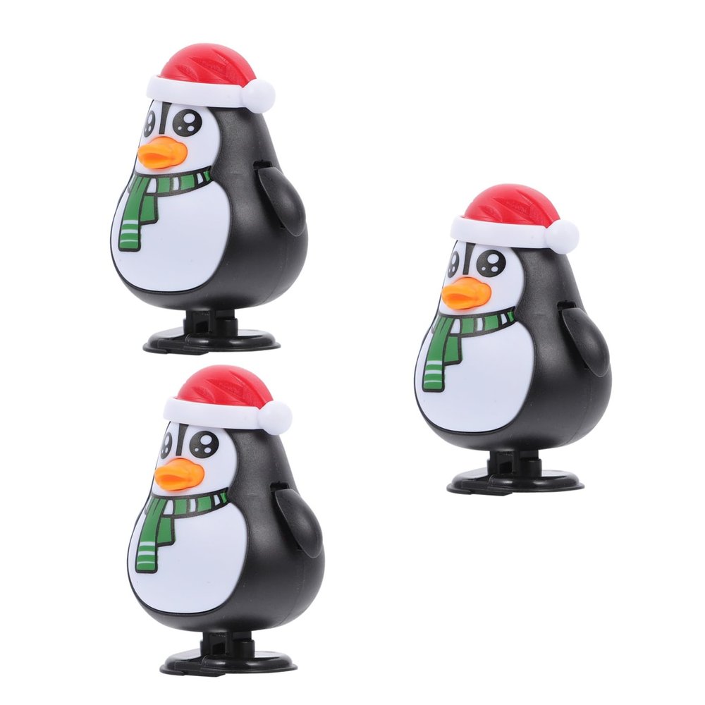 BESPORTBLE 3Pcs Christmas Wind-up Adorable Penguin Clockwork for Party Favors Safe Smooth Hand-Eye Coordination Development