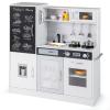 GLACER Kids Kitchen Playset, Wooden Pretend Toy Kitchen Set with with Lights & Sounds, Chalkboard, Telephone, Water Dispenser, 360Rotatable Faucet, Oven, Microwave, Play Kitchen for Toddlers (Silver) view 1