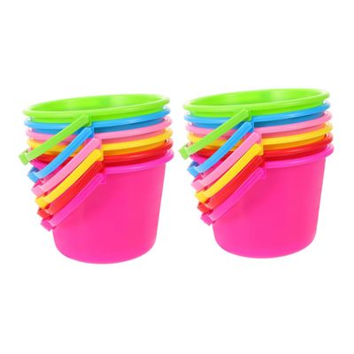 Beaupretty 12PCS Beach Buckets Bright Colored Sand for Outdoor Fun Party Favors Safe Play Pails for Garden Park Beach Activities