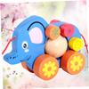 Uonlytech Cartoon Elephant Pull String for Creative Animal Pulling Cart to Develop Practical Skills Observation and Direction Sense Fun Walker for Boys and Playing view 3
