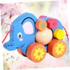 Vaguelly Creative Elephant Pull Along Cart Cartoon Animal Walker for Boy Promotes Coordination and Interaction view 3