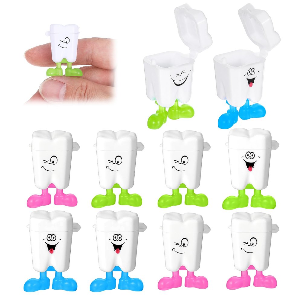10 Pcs Teeth Storage Box for Lost Teeth Organizer, Cute Plastic Teeth Organizer Container Baby Milk Teeth Storage Cases, Practical Tooth Saver Box for Kids Keepsake Gift