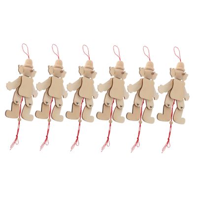 Abaodam 6pcs Unfinished Wooden Clown Marionette Pull String Puppet Dolls for DIY Crafts Interactive Handmade Wooden Clown for Birthday Parties and Family Gatherings