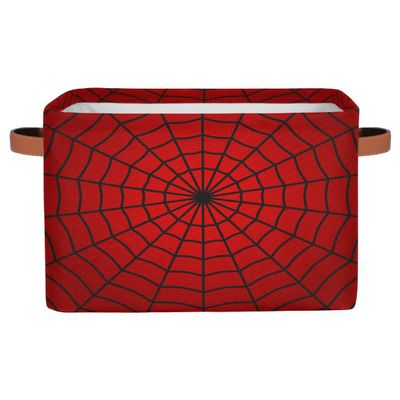 Ackutea Storage Bins Red Spider Web Large Collapsible Rectangle Shelf Closet Organizer Baskets for Kids Toys, Dirty Clothes, Bedroom, Bathroom, Nursery Decor, Gift Basket