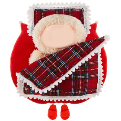 4 Pcs 17cm Doll Accessories Bedding Set Include Mattress Checkered Pillow Plaid Blanket and Slippers Bed House Furniture Heart Crown Designs (No Doll)