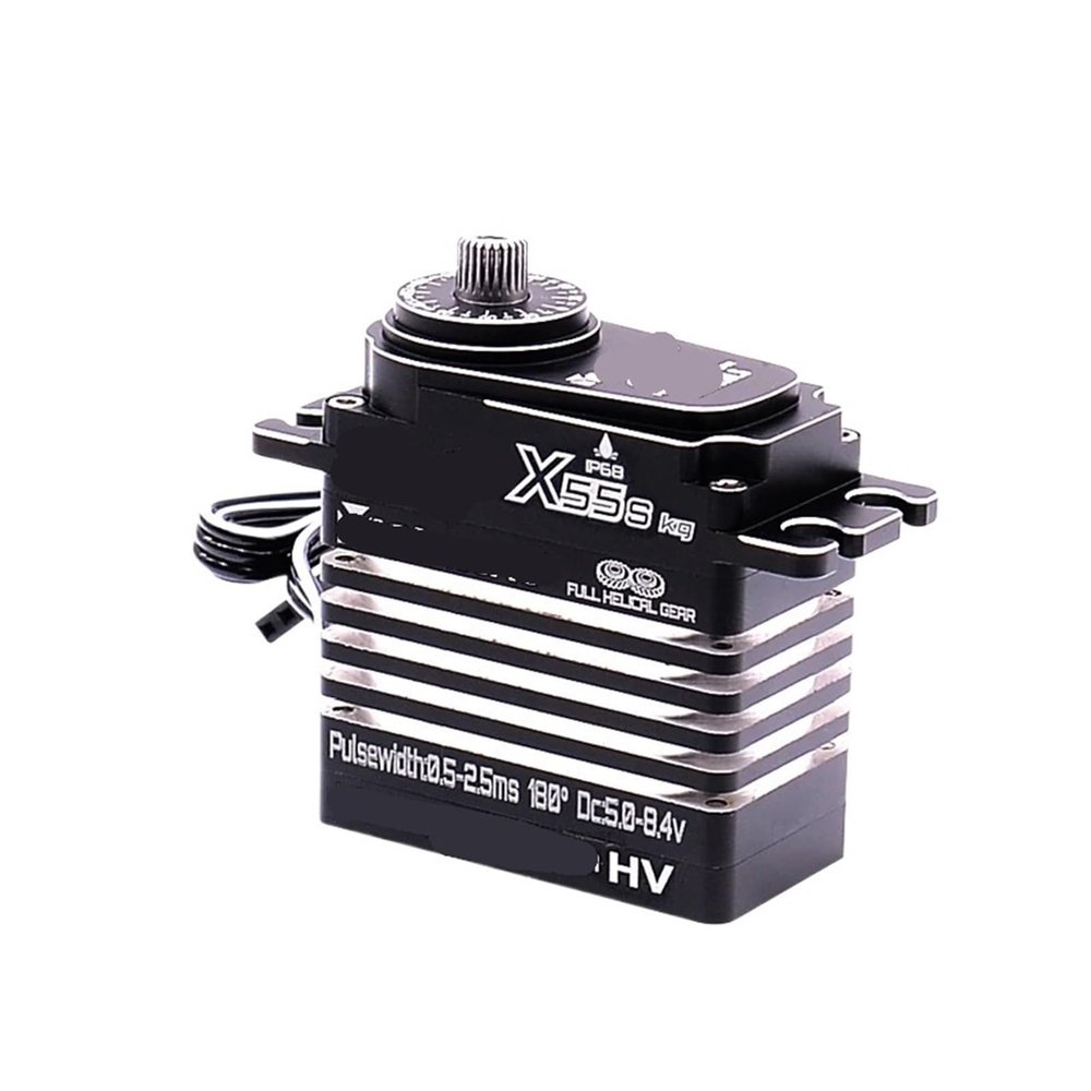 High Torque Magnetic Induction 8.4v brushless 55kg servo Steel helical Gear Waterproof IP68(55kg 180 Degree)