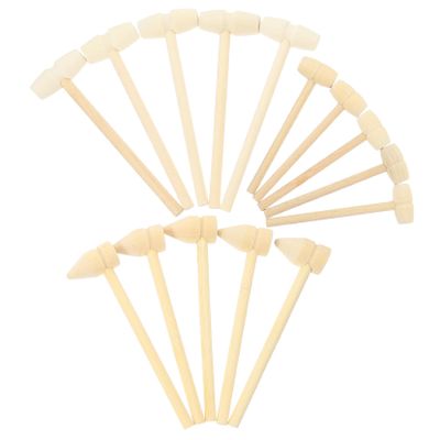 Beaupretty 15pcs Mini Wooden Hammers Solid Wood Educational Mallets for Small DIY Handcraft Hammer Plaything to Flexibility and Grasping Skills
