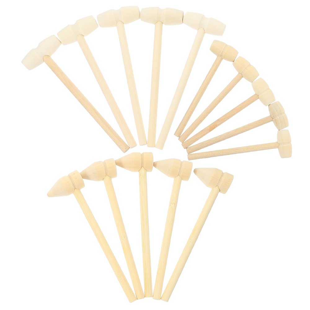 Beaupretty 15pcs Mini Wooden Hammers Solid Wood Educational Mallets for Small DIY Handcraft Hammer Plaything to Flexibility and Grasping Skills