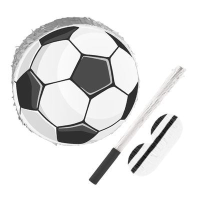 BESPORTBLE Soccer Ball Pinata with Hanging Loop Stick and Blindfold Colorful Crepe Paper Football Party Decoration for Birthday Games and Sports-themed Celebrations