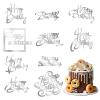 10 PCS Silver Happy Birthday Cupcake Topper, Multiple Styles Acrylic Cake Toppers, Silvery Cakes Decorations Inserts Set for Birthday Party Cake Desserts Pastries Baker Making Supplies view 1