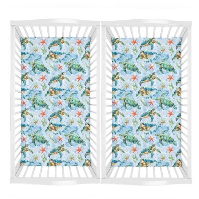 Microfiber Fitted Crib Sheets 2 Packs, Hibiscus Flower Pattern Soft and Cozy 52x28 Baby Sheet for Standard Crib and Toddler Mattress, Boys, Girls, Unisex