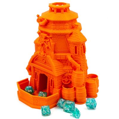 3D Printed Dice Spiral Staircase Castle Dice Tower for Miniature RPG Games, Dice Tower for DND Tabletop RPGs, Wargame Scenery Game Jail D&D
