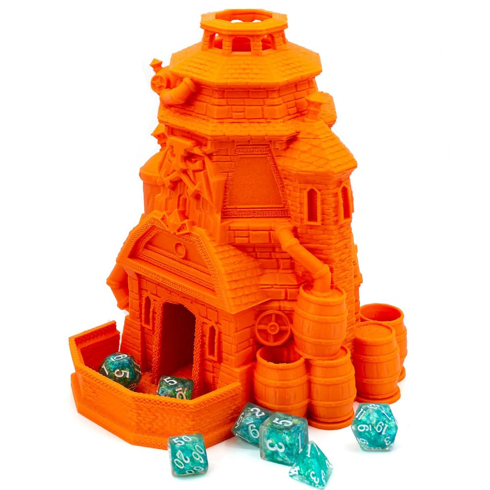 3D Printed Dice Spiral Staircase Castle Dice Tower for Miniature RPG Games, Dice Tower for DND Tabletop RPGs, Wargame Scenery Game Jail D&D