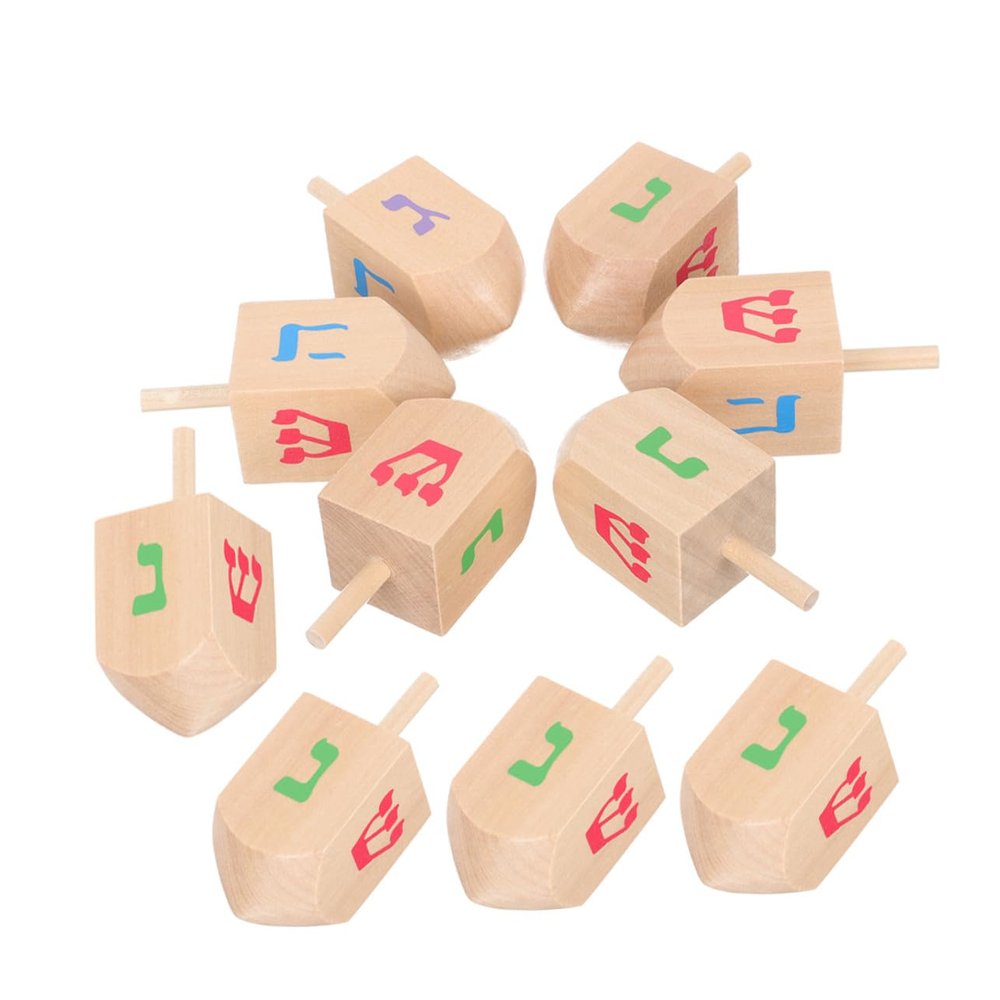 Uonlytech 10 Pcs Wooden Spinning Tops for Handcrafted Gyro Hand-Eye Coordination and Spatial Imagination Smooth-Spin Playthings for Boys and Educational Wooden for Home and School Use