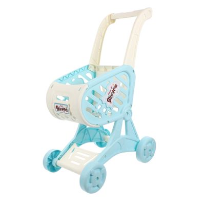 DECHOUS Simulated Shopping Cart Blue Supermarket Trolley for Boys and Pretend Play Role-Playing with Storage Rack for Dolls and Enhances Imagination and Hand-Eye Coordination