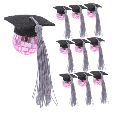 NUOBESTY 10pcs Graduation Cap Cupcake Toppers with Tassel Design Party Decorations for High School College Parties Easy Setup Graduation Season Cake Decor