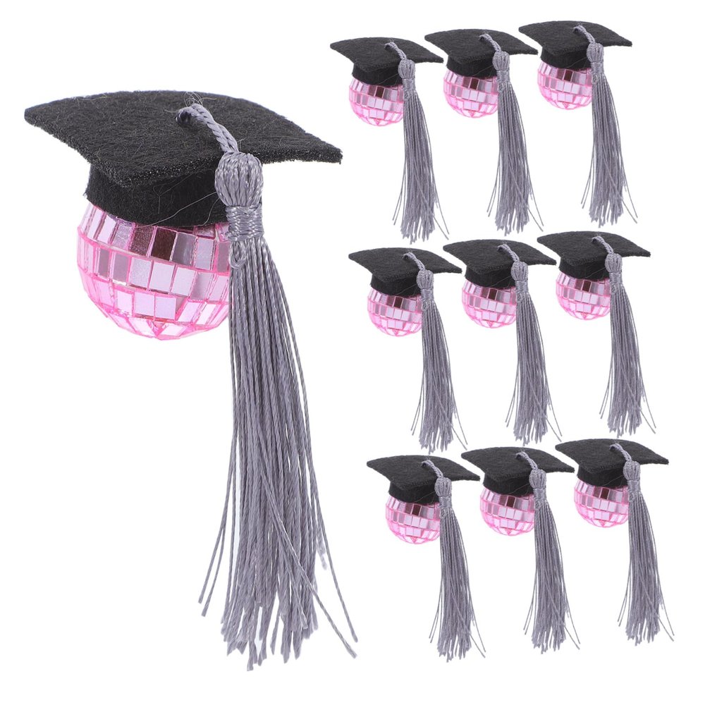 NUOBESTY 10pcs Graduation Cap Cupcake Toppers with Tassel Design Party Decorations for High School College Parties Easy Setup Graduation Season Cake Decor