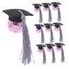 NUOBESTY 10pcs Graduation Cap Cupcake Toppers with Tassel Design Party Decorations for High School College Parties Easy Setup Graduation Season Cake Decor view 1