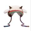 NATUREPON Original design Halloween funny lamb hat can be used as a handbag Knitted ear protection windproof warm hat (white) view 1