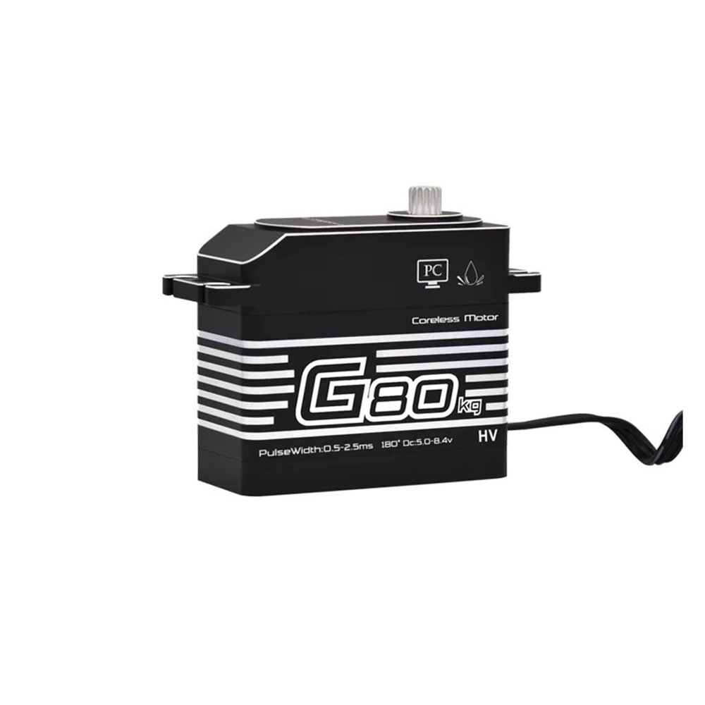 80KG High Torque High Pressure CNC Aluminum Shell Metal Gear Hollow Cup Waterproof 1/5 Scale Giant Servo Suitable for Large Models