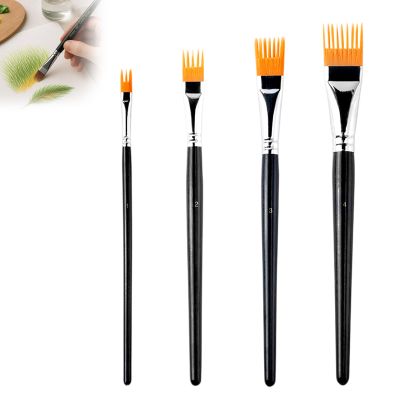 4PCS Art Grainer Brush Comb Set, Professional Artist Acrylic Paint Brush Comb Set, Small Nylon Bristles Painting Brushes for Acrylic, Oil and Watercolor, Ideal for Artists Beginners, Short Handle