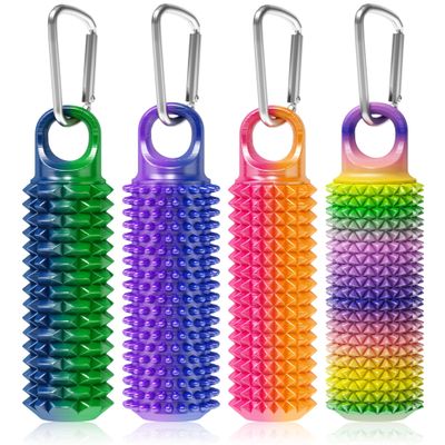 4 Pack Little Ouchies Pain Fidget Toy with Adjustable Weight & Carabiner, 3D Printed Spiky Sensory Keychain for Anxiety Relief and Focus - Portable Stress Relief Tool for Adults, Teens, Skin Picking