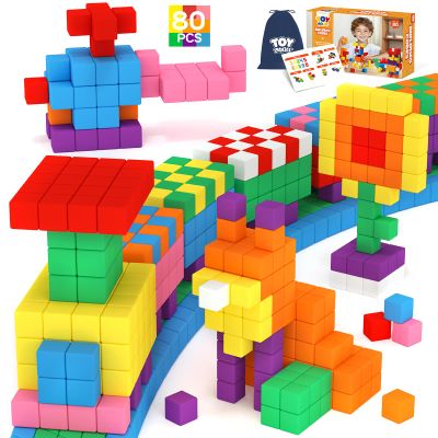 80PCS Magnetic Blocks, Magnetic Building Blocks for Kids Ages 3 4 5 6 Year Old, Magnet Cubes, Autism Montessori Toys, Preschool STEM Educational Sensory Magnet Toys Gifts for Kids 3-5 4-8
