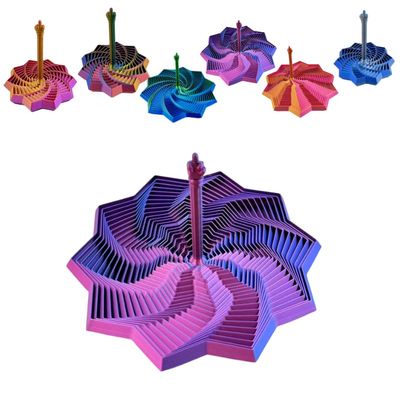 3D Printed Fidget Star Toy, Transformable Stress Relief Finger Toy with Knob Handle for Adults & Kids, 10.6cm Anti-Anxiety Sensory Play Middle Finger Handle (Red and Blue, 3.5in)