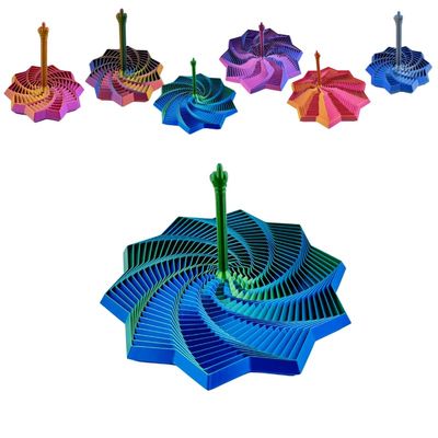 3D Printed Fidget Star Toy, Transformable Stress Relief Finger Toy with Knob Handle for Adults & Kids, 10.6cm Anti-Anxiety Sensory Play Middle Finger Handle (Blue-Green, 6.9in)