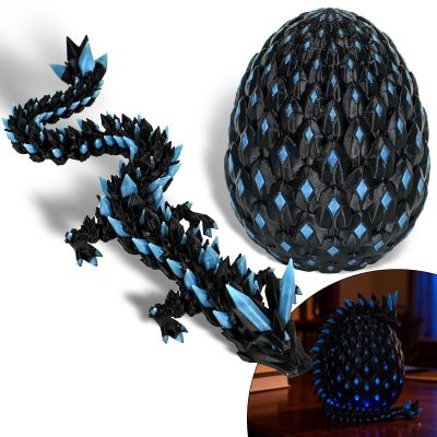 JANZOMM 12.5" 3D Printed Crystal Dragon Glow-in-The-Dark Version,Dragon Egg,3D Printed Animals, Christmas Stocking Stuffers for Kids