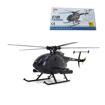 BICRKTOMXY MD500 C189 Little Bird RC Helicopter, 1:28 Scale 2.4G 4CH Single-Rotor Optical Flow Positioning Brushless RC Aircraft with 6-Axis Gyro and One Key Take Off/Landing, Gift for Adults (RTF)