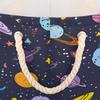 Ethebre Retro Cartoon Space Round Storage Basket for Laundry & Toys, Lightweight Fabric Laundry Hamper with Handles, Foldable Large Organizer Bin for Bedroom Bathroom Nursery Dorm view 4
