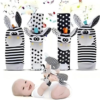 GZYFUVALW Baby Cartoon Animal Wrist Bell Rattle Socks New Toddler Wrist Strap Socks Set(giraffes03)